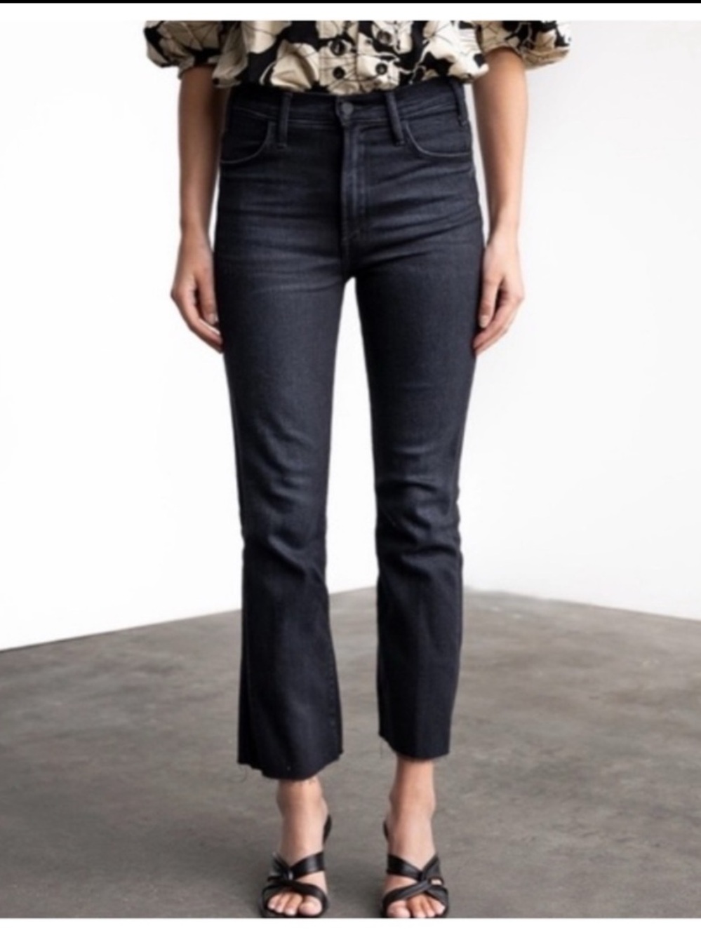 NWT MOTHER The Hustler Ankle Fray ENCOUNTERS AT NIGHT Jeans size 24 in Black